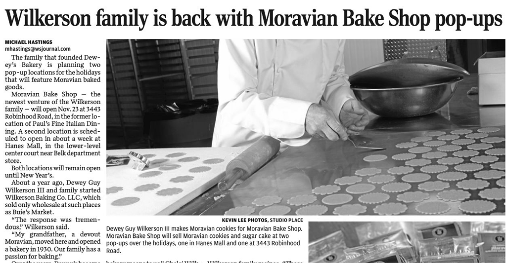 Moravian Baking shop news